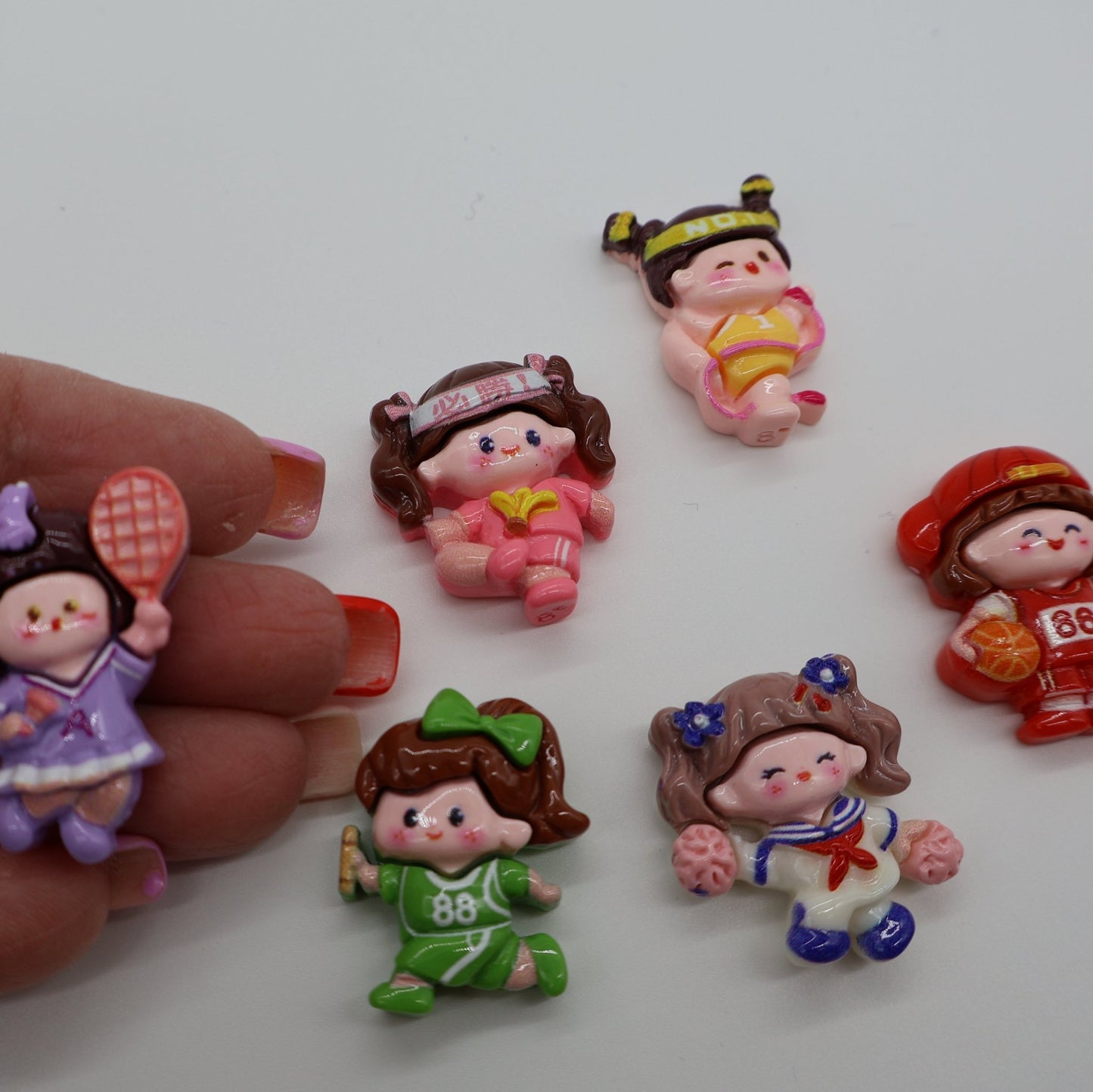 Sport Girls Shaped Resin Charm for DIY Crafts| 6 Pieces - Envoga HandbagsFlatback Charms