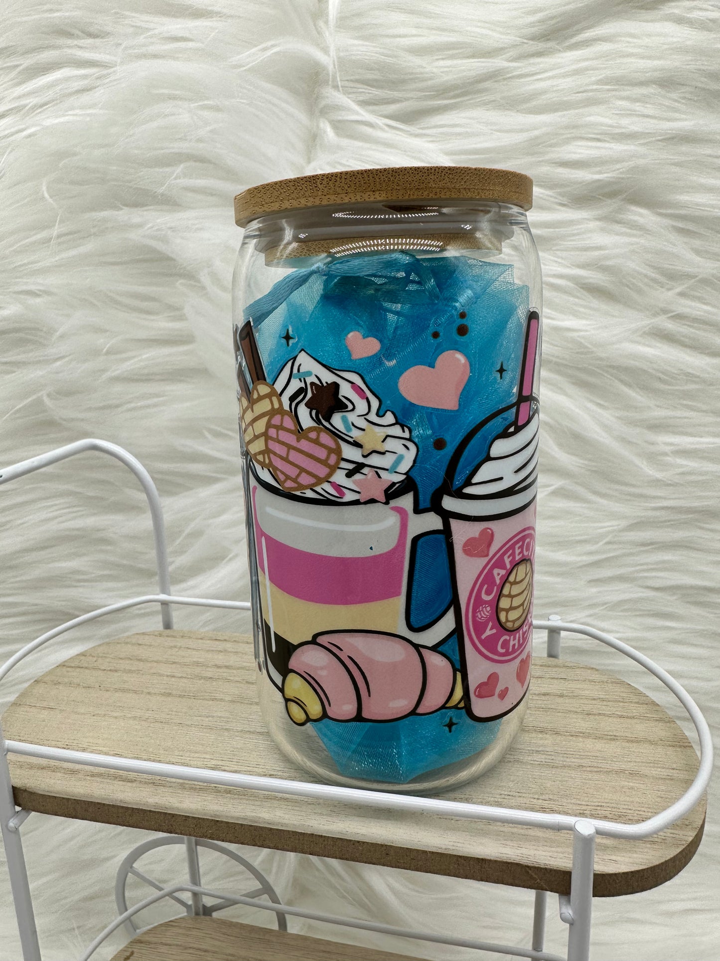 Cafecito y Chisme Glass Can (Coffee and Gossip) Glass Can Beverage Cup