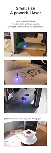 DAJA Bluetooth Laser Engraving Machine, 3000mW Mini Desktop Laser Engraver with Carver Size 80 x 80mm, High Speed Laser Engraving Cutter. (3W, K5B)