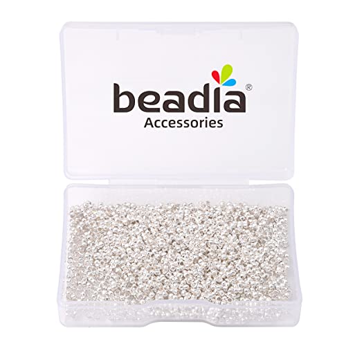 BEADIA Silver Plated Crimp Beads Non Tarnish 2.5mm 600pcs for Jewelry Making Findings