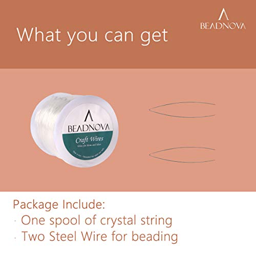 BEADNOVA 0.8mm Bracelet String Clear Craft Wire Stretch String Cord for Jewelry Making Beading Thread Elastic String Cord (100m)