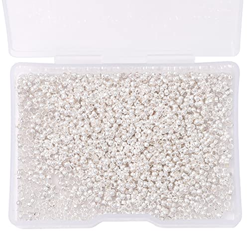 BEADIA Silver Plated Crimp Beads Non Tarnish 2.5mm 600pcs for Jewelry Making Findings