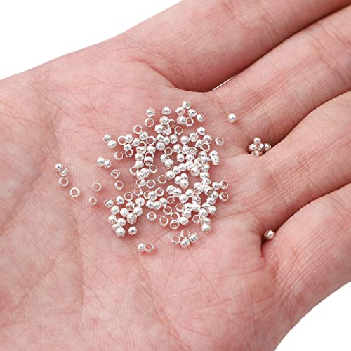 BEADIA Silver Plated Crimp Beads Non Tarnish 2.5mm 600pcs for Jewelry Making Findings