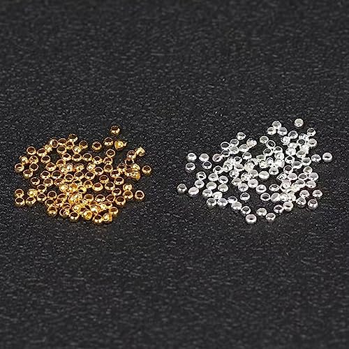 Daiyifiy 1500Pcs 2.5mm Brass Crimp Beads Metal Spacers Stopper Beads Metal Round Bead Spacers Beads Clamp Ends for DIY Jewelry Making,Bracelet Necklace Earring（Silver）