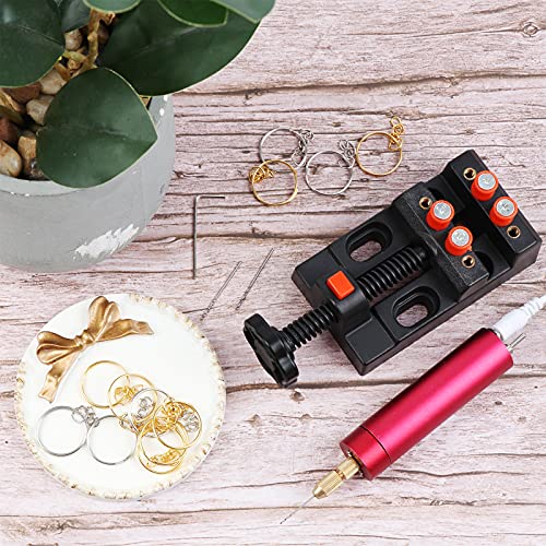 Yiphates Electric Resin Drill Set, Hand Drill Tool Set, Pin Vise for Resin Molds Jewelry Casting, Anti-Skid Drill Press Vise, 220 PCS Keychain Making Supplies for DIY Craft Keychains Jewelry Making