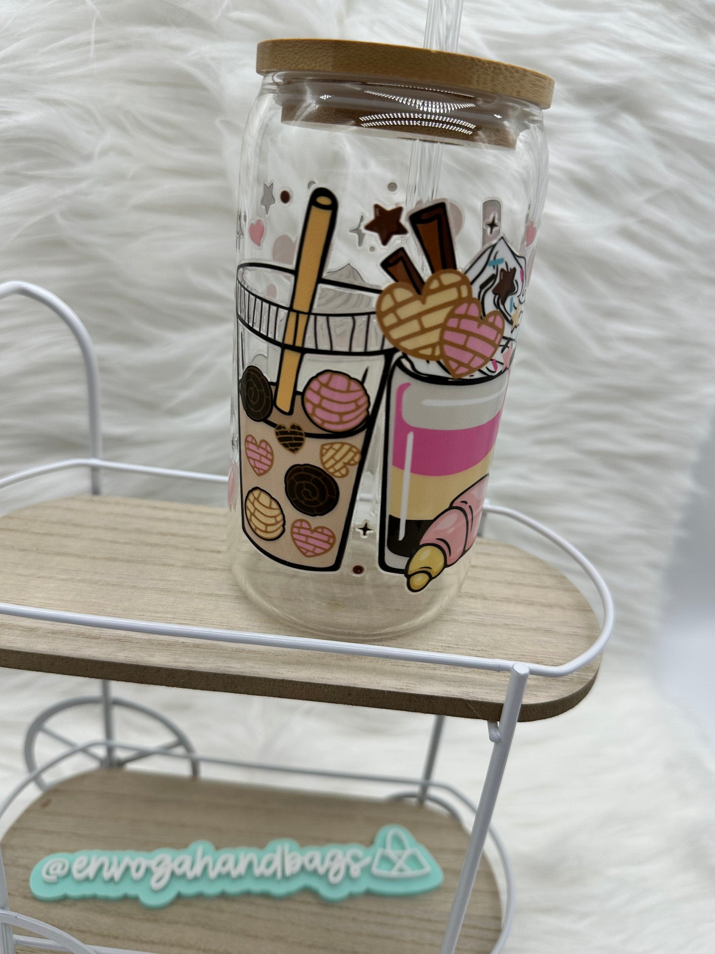 Cafecito y Chisme Glass Can (Coffee and Gossip) Glass Can Beverage Cup