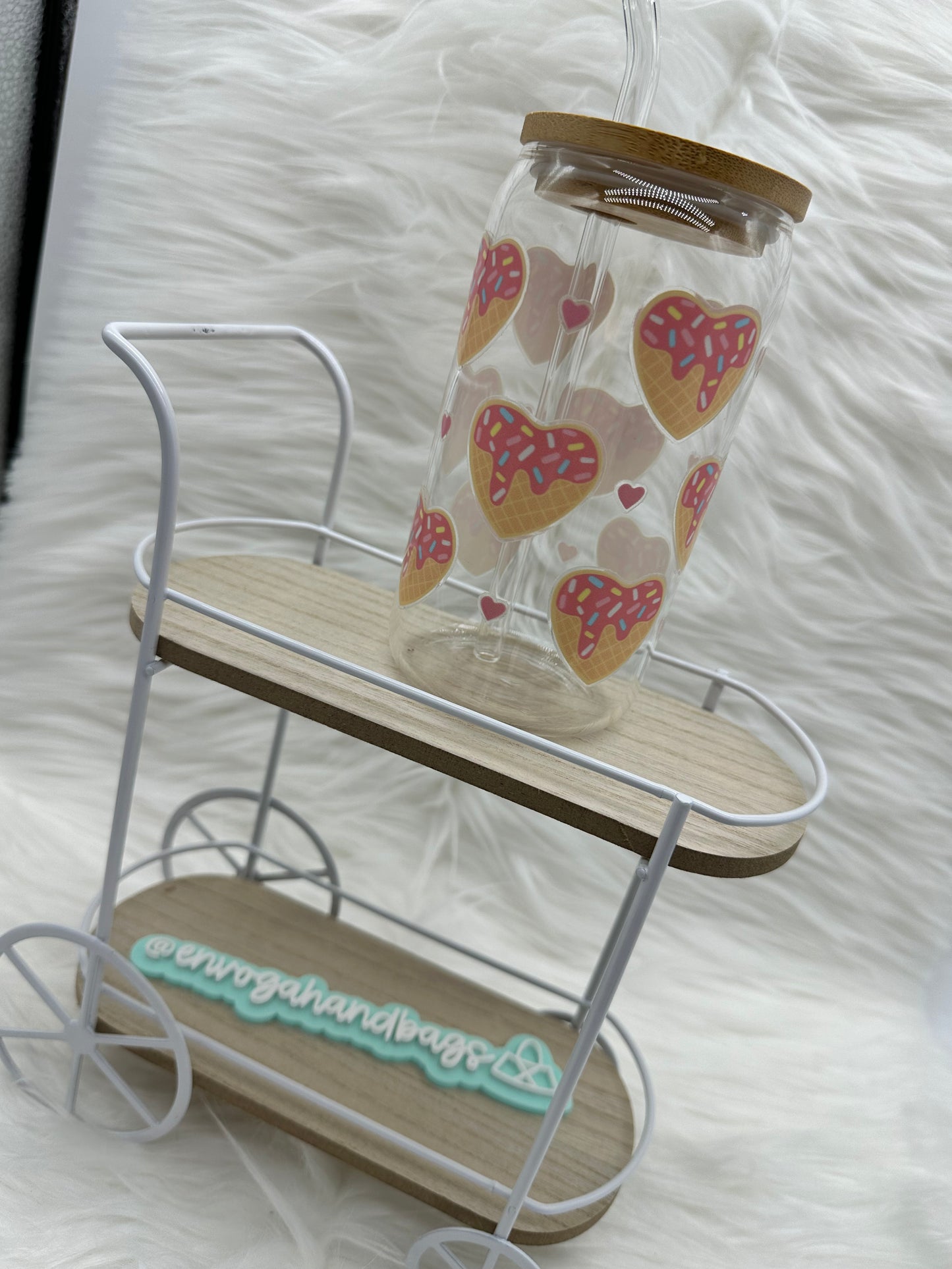 Candy Waffle Hearts Glass Can Beverage Cup