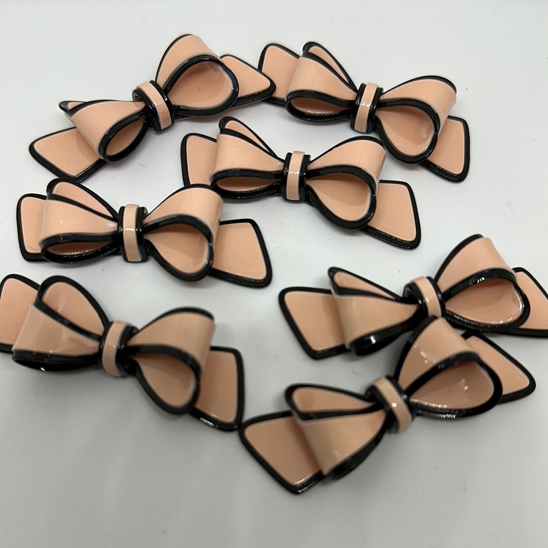 Acetate Bows for DIY Projects - Rose & Black Flat Back Bows for Easy Gluing - Envoga Handbags