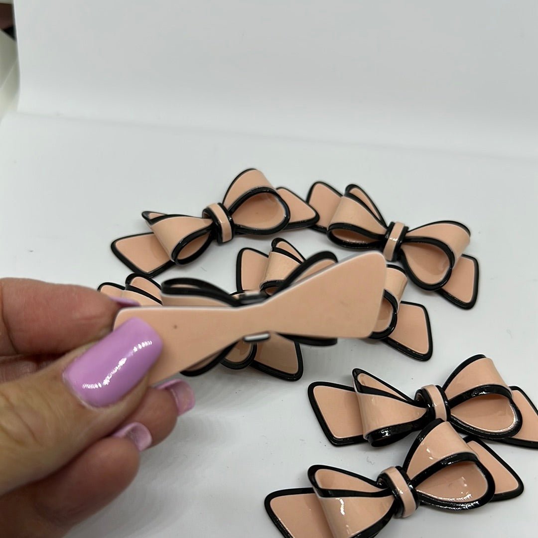 Acetate Bows for DIY Projects - Rose & Black Flat Back Bows for Easy Gluing - Envoga Handbags