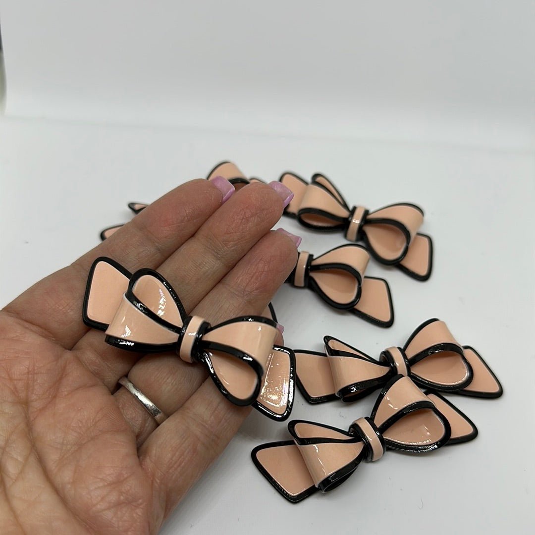 Acetate Bows for DIY Projects - Rose & Black Flat Back Bows for Easy Gluing - Envoga Handbags