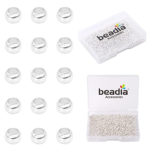 BEADIA Silver Plated Crimp Beads Non Tarnish 2.5mm 600pcs for Jewelry Making Findings - Envoga Handbags