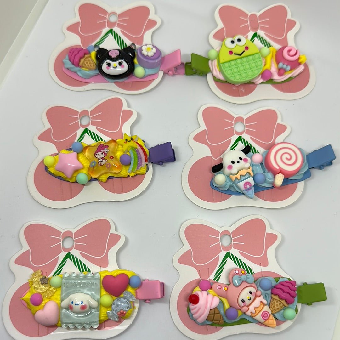 Hair clips, Kawaii style, cream glue, accessories, one - of - a - kind - Envoga Handbags