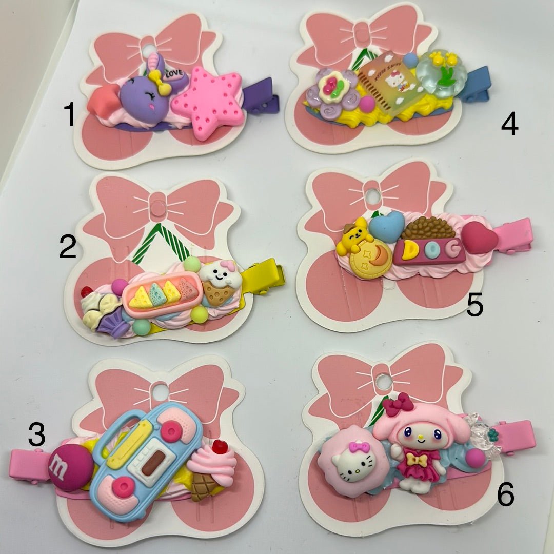 Hair clips, Kawaii style, cream glue, accessories, one - of - a - kind - Envoga Handbags