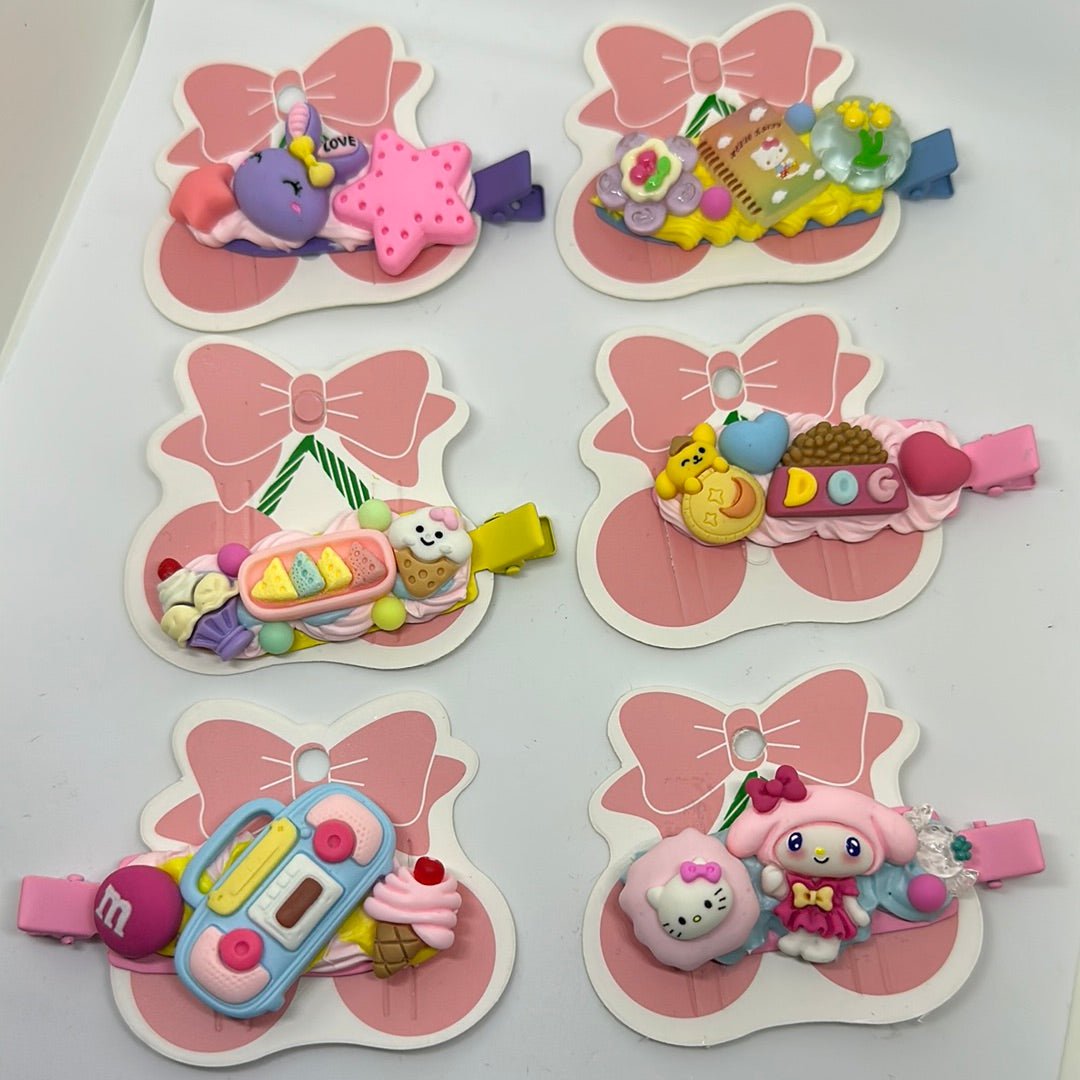 Hair clips, Kawaii style, cream glue, accessories, one - of - a - kind - Envoga Handbags