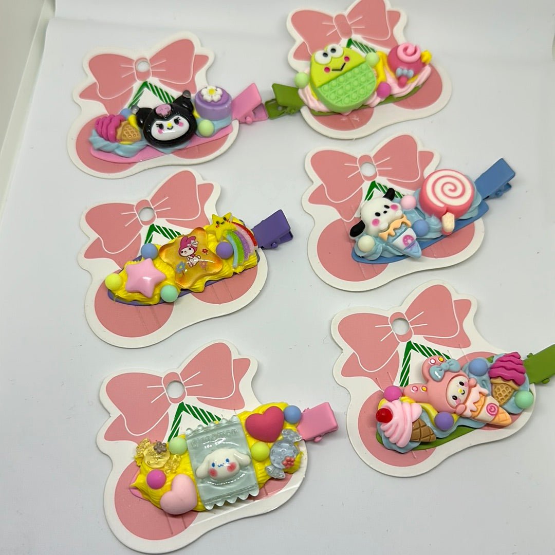 Hair clips, Kawaii style, cream glue, accessories, one - of - a - kind - Envoga Handbags