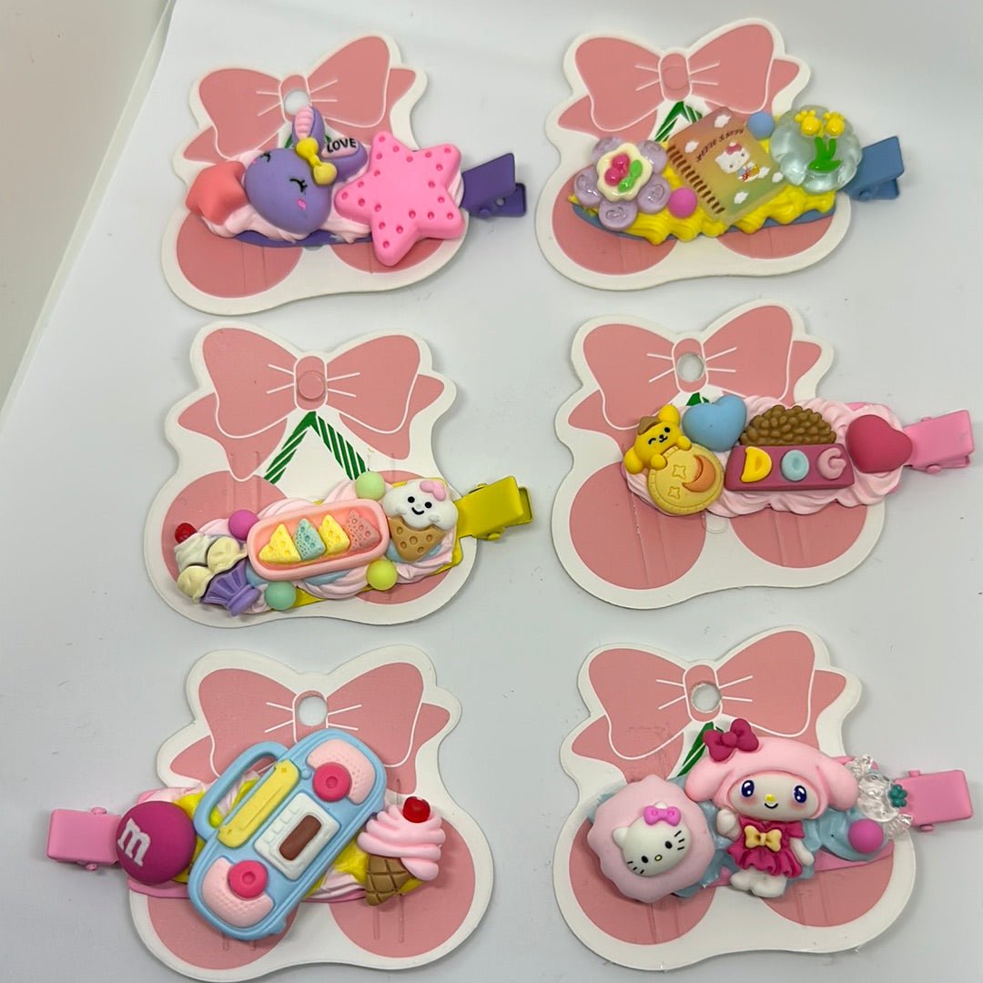 Hair clips, Kawaii style, cream glue, accessories, one - of - a - kind - Envoga Handbags