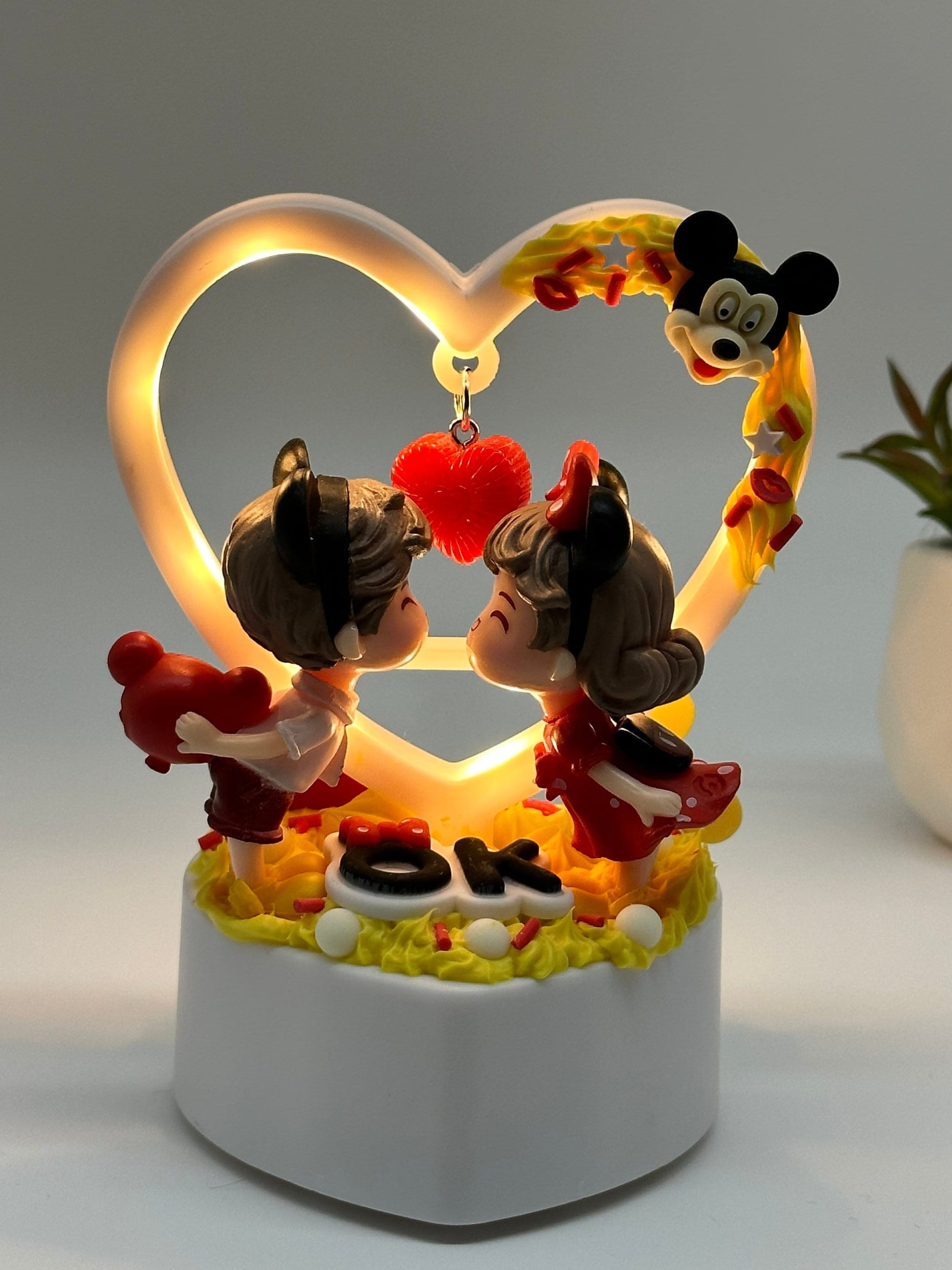 Little Accent Table Night Light, Lamp, Mermaid or Love Mouse Theme, Theme Park Engagement, Heart Shape Lamp Personalize option