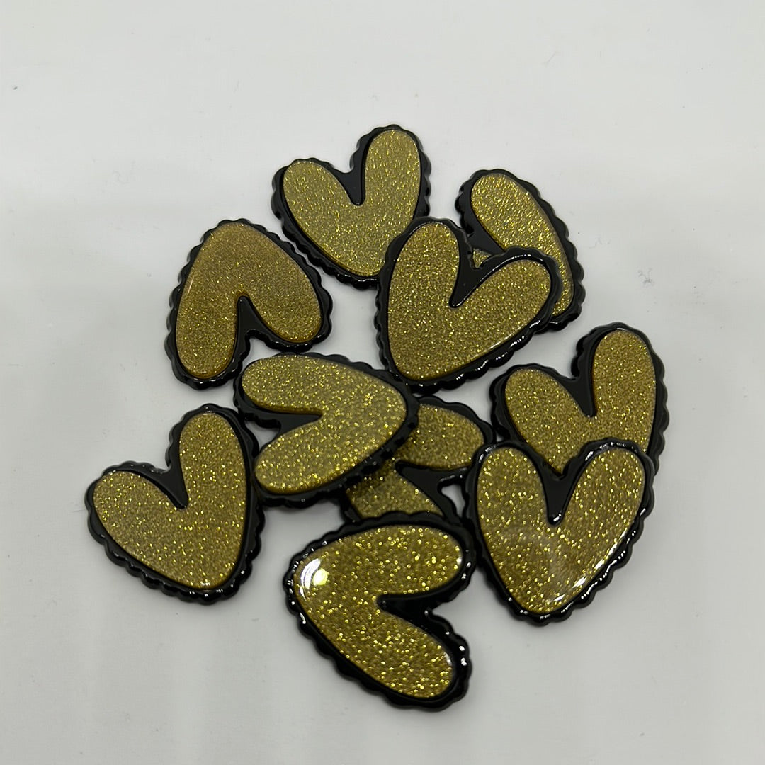 Acrylic Gold Hearts Charms for DIY