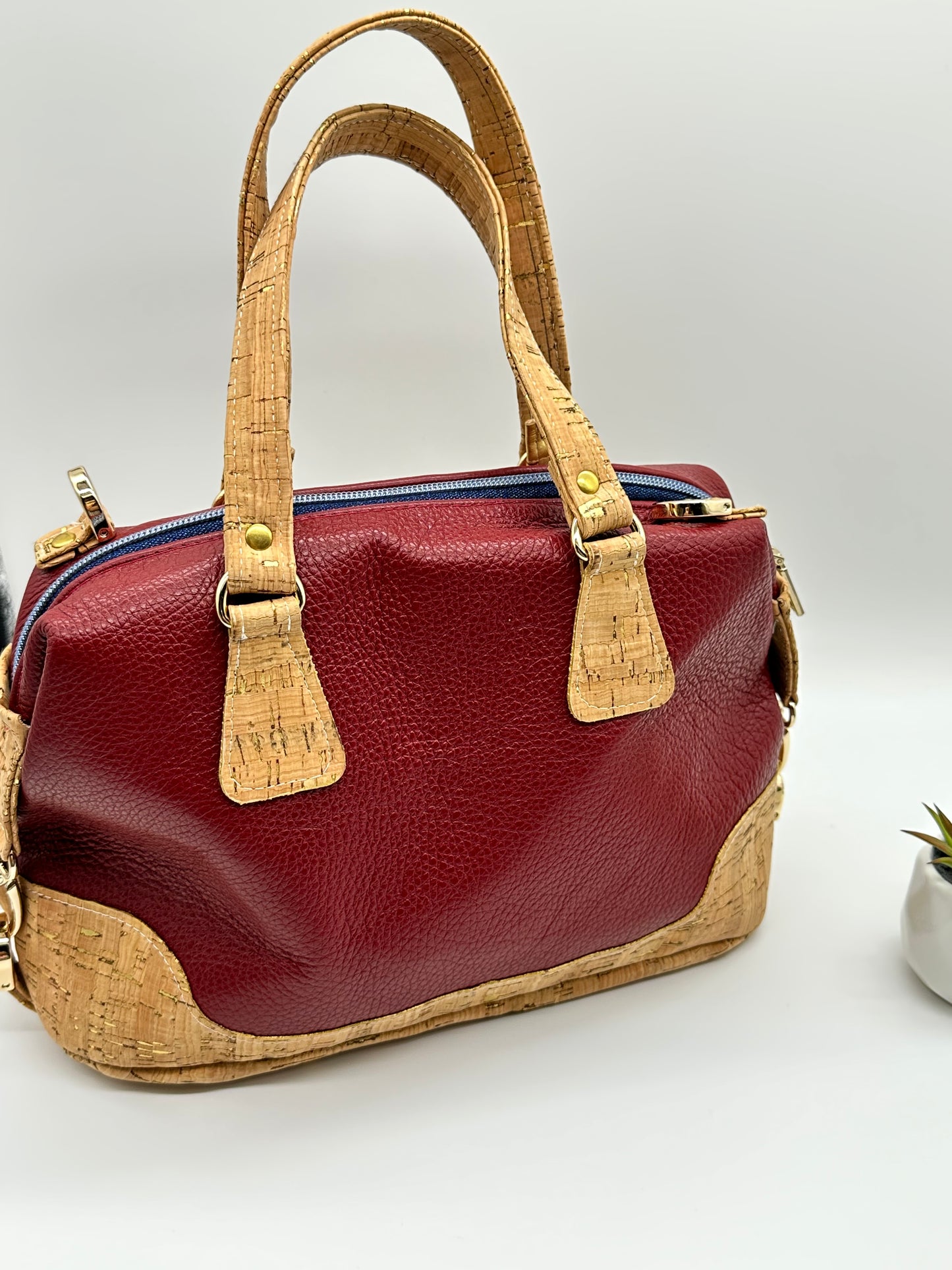 Red Leather and Cork Bag