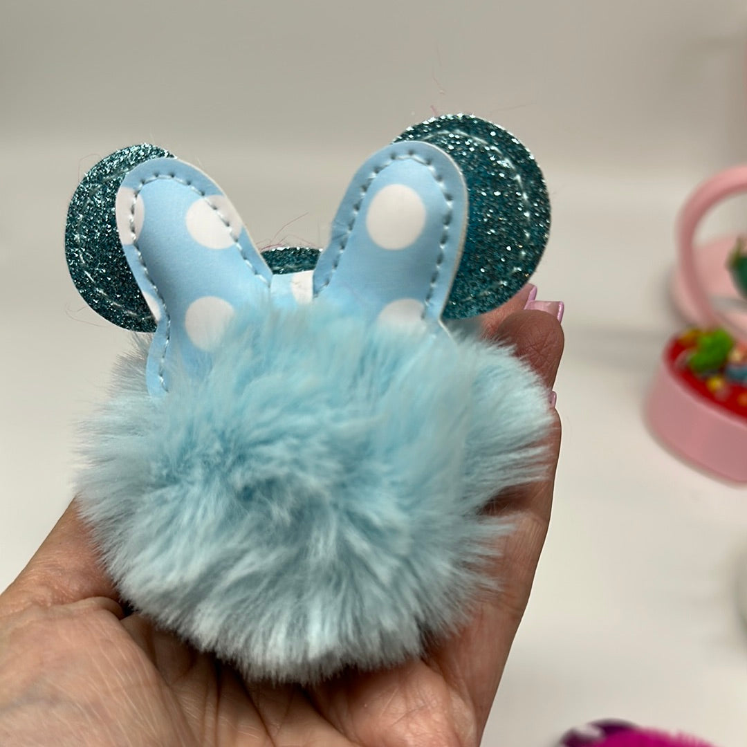 Mouse ears fluffy pom poms