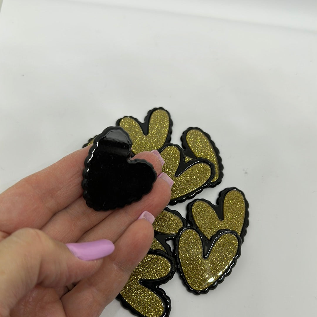 Acrylic Gold Hearts Charms for DIY
