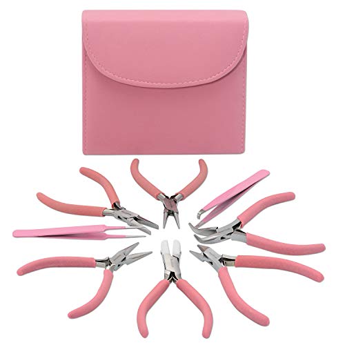 The Beadsmith Fashion Color Pliers – Set of 8 Slimline Color - Coordinated Tools – Matching Clutch in Bubblegum – Jewelry Making Supply Kit to Create Necklaces, Bracelets, Earrings & More - Envoga Handbags